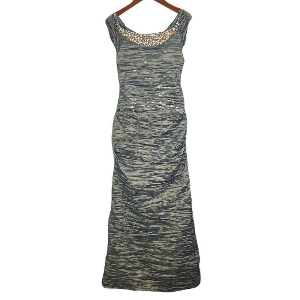 Alex Evenings Off-the-Shoulder Crushed Taffeta Dress Sz 8 Teal Mermaid‎ Cocktail